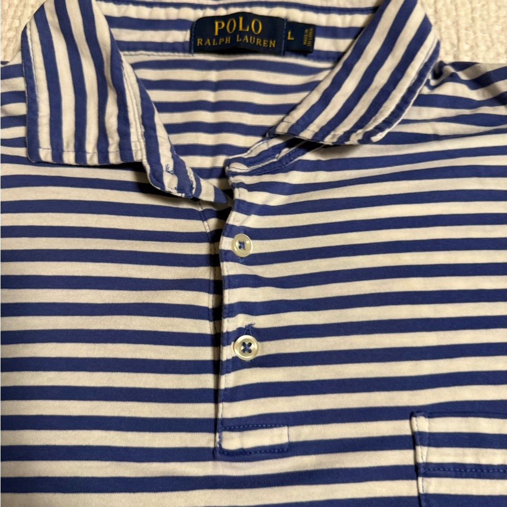 Polo by Ralph Lauren Men's Navy and White Striped Polo